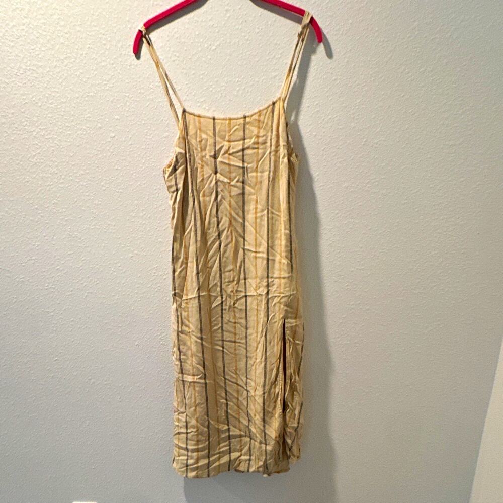 Sancia Beige Striped Sleeveless Spaghetti Strap Square Neck Jumpsuit L 0092